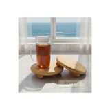 EVİST 2 ADET Ahşap Bambu Sunum Tabağı - Ayaklı Bardak Altlığı & Mini Dekoratif Tepsi 11x11cm