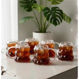 Evist 6 Kişilik ( Kulplu ) ( Üzüm & Kabarcıklı Cam ) Kahve Yanı Bardak ( 90ML ) - Beyaz