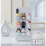 Evist 9'lu Özel Tasarım Figürlü Telefon ve Tablet Süsü Seti - Sevimli Karakterler & Pop-Socket Uyumlu - Çok Renkli