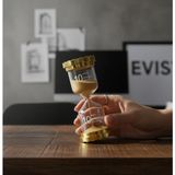 Evist Altın Kapaklı 10 Dakikalık Kum Saati – Cam ve Zamak Malzemeden Dekoratif Zaman Ölçer (11X4,5 Cm)
