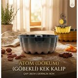 Evist Atom Döküm Göbekli Kek Kalıbı - 26 cm Granit Efektli Yapışmaz Yanmaz Kek Kalıbı - Siyah & Bakır