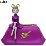 Evist - Dekoratif Reçine Figürlü Peçetelik – Masaüstü Biblo & Organizer (26X15X24 Cm) - Mor - 26 cm