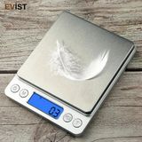 Evist Hassas Tartı 2000 (500GR/0.01GR) (MİNİ=10.5X13CM) Hassas Tartı & Terazi ( Şeffaf Pls.kapaklı & Pilli - Gri