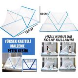 Evist Pratik Kurulum Katlanabilir Cibinlik Çadır - 125X50 cm Portatif Sinek Koruyucu - Petek Kesim Yüksek Kaliteli Bebek ve Yetişkin Cibinliği - Beyaz - 60 x 125