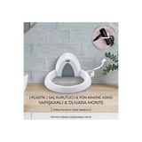 EVİST Pratik Yapışkanlı Saç Kurutma & Fön Makinesi Askısı - Duvara Monte Kablo Düzenleyicili Organizer