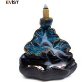 Evist- Şelale Desen Geri Akış Seramik Buhurdanlık Tütsülük El Yapımı Balıklı Dekoratif Tütsülük - Çok Renkli