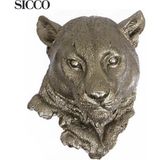 Evist Sicco - Aslan Kafası Biblo Modeli - Tamamı Polyaster Dekoratif Hediyelik 22 cm - Çok Renkli - 15 x 22