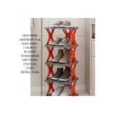 EVİST YENİ NESİL AKORDİYON & KATLANIR ( 5 KATLI ) PLASTİK AYAKKABILIK ( GRİ TABAN=27X27CM & RENKLİ AYAKLAR