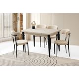 Evistro Ahşap Salon Yemek Masa Sandalye Takımı 4 Gözde Sandalyeli Yandan Açılır Büyüyen Sidon 70 x 110 cm