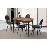 Evistro Ahşap Salon Yemek Masa Sandalye Takımı 4 Sandalyeli Ortadan Açılır Büyüyen 80X130CM