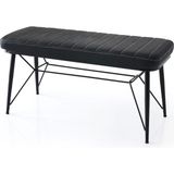 Evistro Bench Puf Metal Retro Ayaklı Siyah Deri