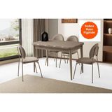 Evistro Kelebek Ortadan Açılır Büyüyen Yemek Masası Cappicino 80 x 130 cm