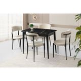 Evistro Milano Sonata Ahşap Yemek Masası ve 4 Sandalyeli Modern Takım 70X120 cm Açılır Fonksiyon