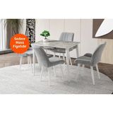 Evistro Ortadan Açılır Büyüyen Parlak Ahşap Yemek Masası Mermer Desenli 60X100CM Sadece Masa Fiyatıdır