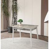 Evistro Ortadan Açılır Büyüyen Parlak Ahşap Yemek Masası Mermer Desenli 70x120cm SADECE MASA FİYATIDIR