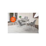 Evistro Ortadan Açılır Büyüyen Parlak Ahşap Yemek Masası Mermer Desenli 90x140cm SADECE MASA FİYATIDIR