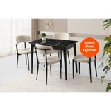 Evistro Ortadan Açılır Büyüyen Parlak Ahşap Yemek Masası Siyah Mermer Desenli 70X120CM Sadece Masa Fiyatıdır