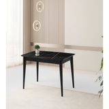 Evistro Ortadan Açılır Büyüyen Parlak Ahşap Yemek Masası Siyah Mermer Desenli 80X130CM Sadece Masa Fiyatıdır