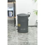Evistro Pedallı Metal Galvaniz Mutfak Banyo Kapaklı Çöp Kovası 16 Lt Antrasit Antrasit Tek Ebat 26 X 36