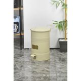 Evistro Pedallı Metal Galvaniz Mutfak Banyo Kapaklı Çöp Kovası 16 Lt Krem Krem Tek Ebat 26 X 36