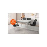 Evistro Yandan Açılır Büyüyen Yemek Masası Beyaz Mermer Desenli 80X120CM Sadece Masa Fiyatıdır