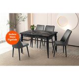 Evistro Yandan Açılır Büyüyen Yemek Masası Siyah Mermer Desenli 80X120CM Sadece Masa