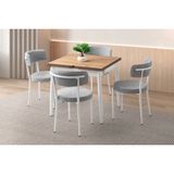 Evistro Yanlardan Açılır Ahşap Masa Sandalye Takımı 4 Sandalyeli Modern Tasarımlı Metal Ayaklı