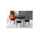 Evistro Yanlardan Açılır Büyüyen Yemek Masası Siyah Mermer Desenli 75x80cm SADECE MASA FİYATIDIR