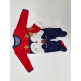 Evitle Unisex Kırmızı Laci Noel Penguenli Patikli Kadife Tulum 0-3 Ay - Kırmızı - Lacivert - 0 - 3 Ay
