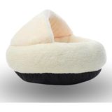 Evitrin Home® Yarı Açık yuvarlak Peluş Kedi ve Köpek Yatağı - Kaymaz Taban tüylü Pet Pufu,uyku Minderi