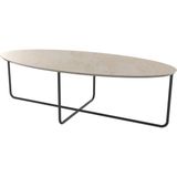 Evka Elips Metal Ayak Siyah Statik Bej Mermer Tabla Orta Sehpa