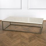 Evka Potrica Eskitme Pirinç Ayak Bej Mermer Tabla Orta Sehpa