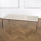 Evka Shiny Eskitme Pirinç Ayak Bej Mermer Tabla Orta Sehpa