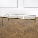 Evka Shiny Pirinç Ayak Şeffaf Cam Tabla Orta Sehpa