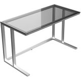 Evka Tekli Desk Çalışma Masası - Parlak Paslanmaz Ayak Füme Cam - Y: 75 cm D: 60 cm G: 120 cm - Beyaz