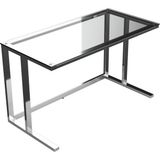Evka Tekli Desk Çalışma Masası - Parlak Paslanmaz Ayak Şeffaf Cam - Y: 75 cm D: 60 cm G: 120 cm - Beyaz