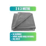 Evkar 2x3 metre Su Geçirmez Pullu Çadır Branda Tente Yağmurluk Gölgelik 2x3m - Gri