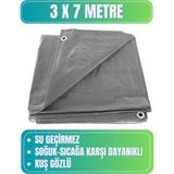 Evkar 3x7 Metre Su Geçirmez Pullu Çadır Branda Tente Yağmurluk Gölgelik 3X7M - Gri - 3 x 7 m
