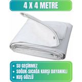 Evkar 4x4 Metre Su Geçirmez Pullu Çadır Branda Tente Yağmurluk Gölgelik 4X4M - Beyaz - 4 x 4 m