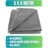 Evkar 5x5 Metre Su Geçirmez Pullu Çadır Branda Tente Yağmurluk Gölgelik 5X5M - Gri - 5 x 5 m