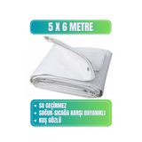 Evkar 5x6 metre Su Geçirmez Pullu Çadır Branda Tente Yağmurluk Gölgelik 5x6m - Beyaz