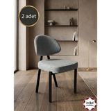 Evko Mobilya Damla Sandalye, Mutfak Salon Sandalyesi, 2 Adet Sandalye, Metal Sandalye, Yemek Sandalyesi, Otel Cafe Restoran Sandalyesi - Gri