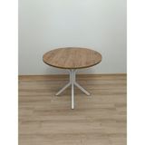 Evko Mobilya Evko Mobilya, Masa, Yuvarlak Masa, Ahşap Masa, Mutfak Yemek Masası, Balkon Masası, Metal Ayaklı Masa, 80 cm - Ceviz - Beyaz