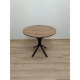 Evko Mobilya Evko Mobilya, Masa, Yuvarlak Masa, Ahşap Masa, Mutfak Yemek Masası, Balkon Masası, Metal Ayaklı Masa, 80 cm - Ceviz - Siyah