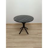 Evko Mobilya Evko Mobilya, Masa, Yuvarlak Masa, Ahşap Masa, Mutfak Yemek Masası, Balkon Masası, Metal Ayaklı Masa, 80 cm - Siyah - Mermer