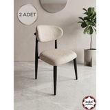 Evko Mobilya Inci Sandalye, Mutfak Salon Sandalyesi, 2 Adet Sandalye, Metal Sandalye, Yemek Sandalyesi, Otel Cafe Restoran Sandalyesi - Krem