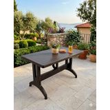 Evko Mobilya Plastik 70X120 Masa, Plastik Masa, Bahçe Balkon Teras Masası, Kare Masa, Dış Mekan Masası - Acı Kahverengi