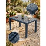 Evko Mobilya Rattan 80X140 Masa, Plastik Masa, Bahçe Balkon Teras Masası, Kare Masa, Dış Mekan Masası - Antrasit