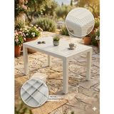 Evko Mobilya Rattan 80X140 Masa, Plastik Masa, Bahçe Balkon Teras Masası, Kare Masa, Dış Mekan Masası - Cappuccino