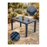 EVKO MOBİLYA Rattan 80x140 Masa, Plastik Masa, Bahçe Balkon Teras Masası, Kare Masa, Dış Mekan Masası